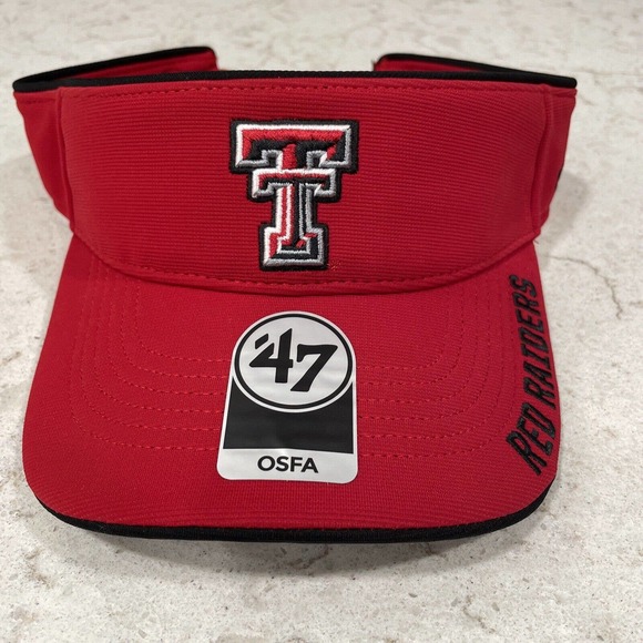 TEXAS TECH RED RAIDERS NCAA ‘47 Brand OSFA Red Adjustable VISOR Cap Hat NEW - Picture 1 of 6